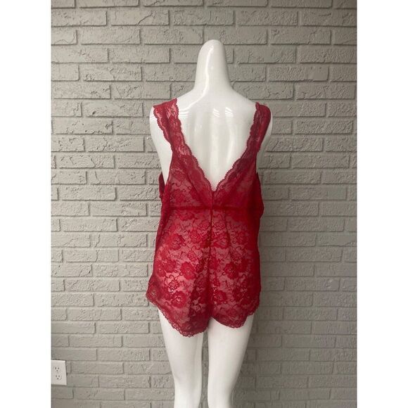 H&M Women Red Floral Lace Bodysuit Teddy Size XL - Picture 2 of 10